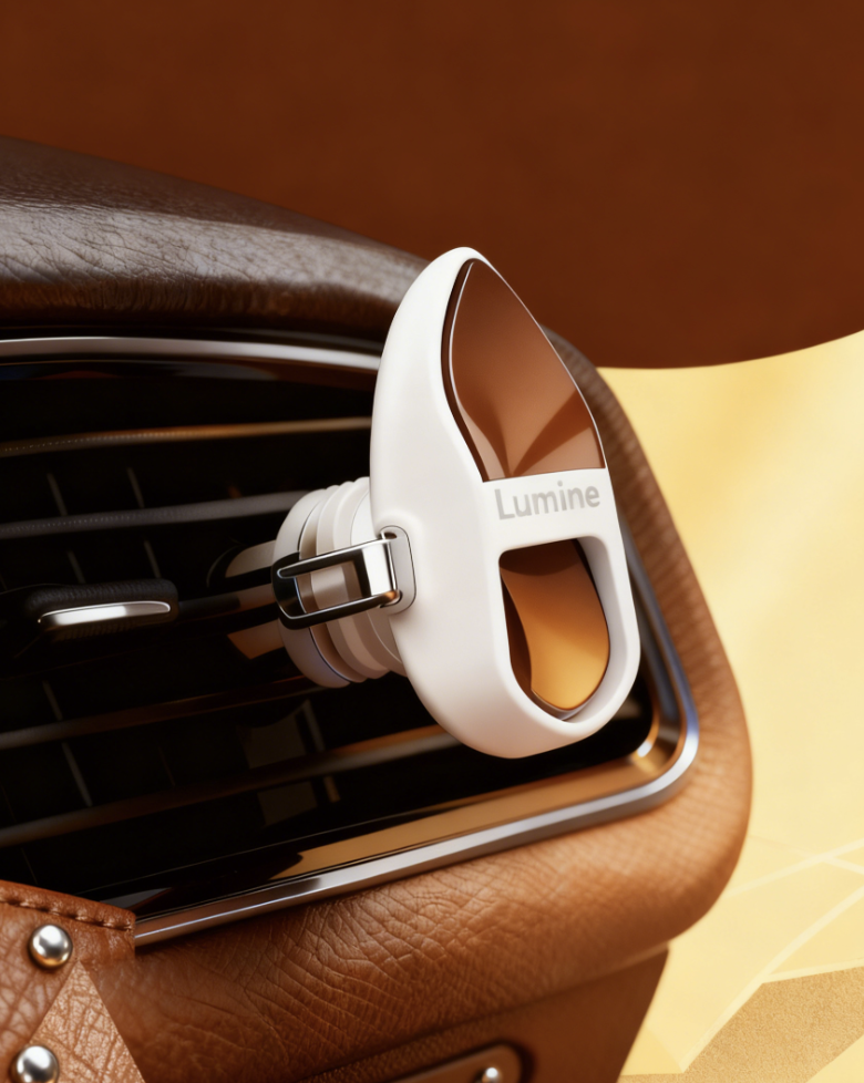 Lumine Leather Car Diffuser — Suede, Saffron & Cedar