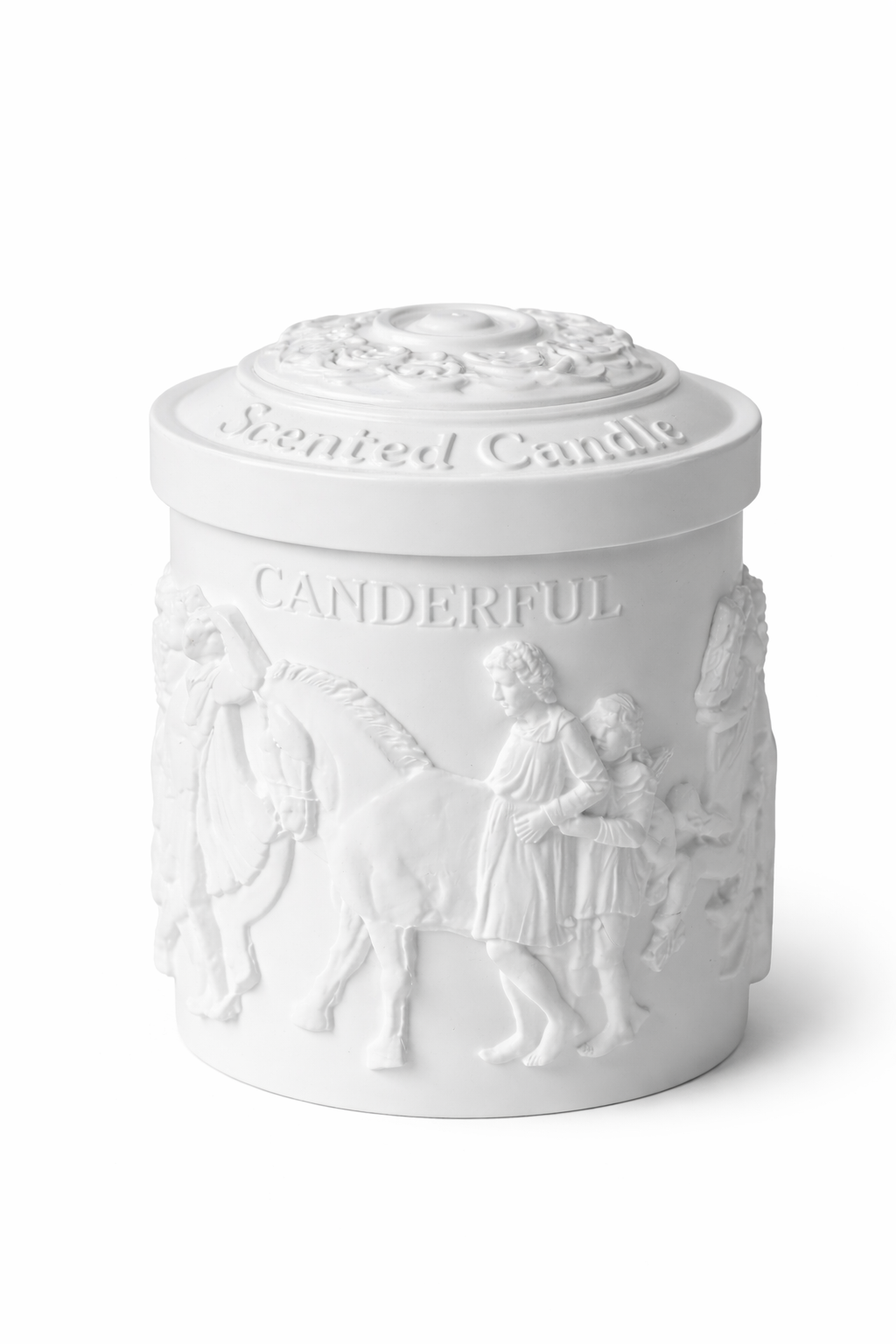 Front view of Lumine Juniper, Iris & Clary Sage soy wax candle jar on a white background.