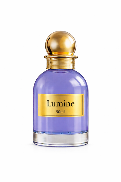 Lumine Ambrette & Pear 50ml perfume bottle on a pure white background.