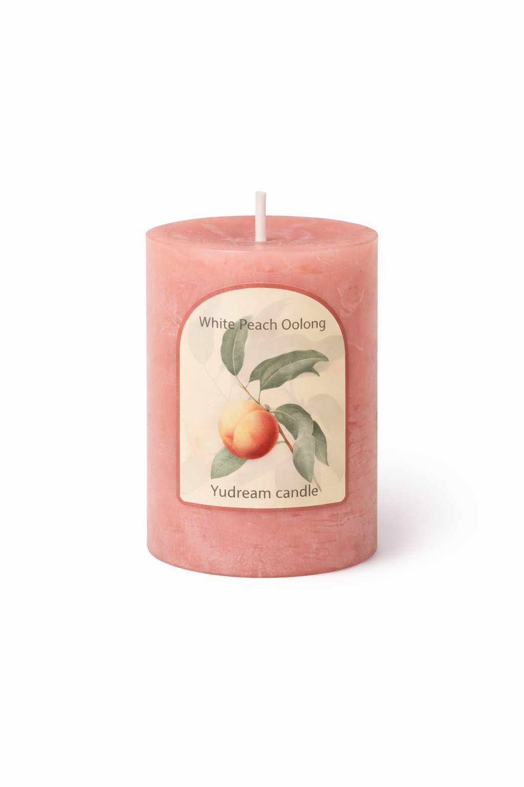 Front view of Lumine White Peach & Oolong soy wax candle (340g) on a white background.