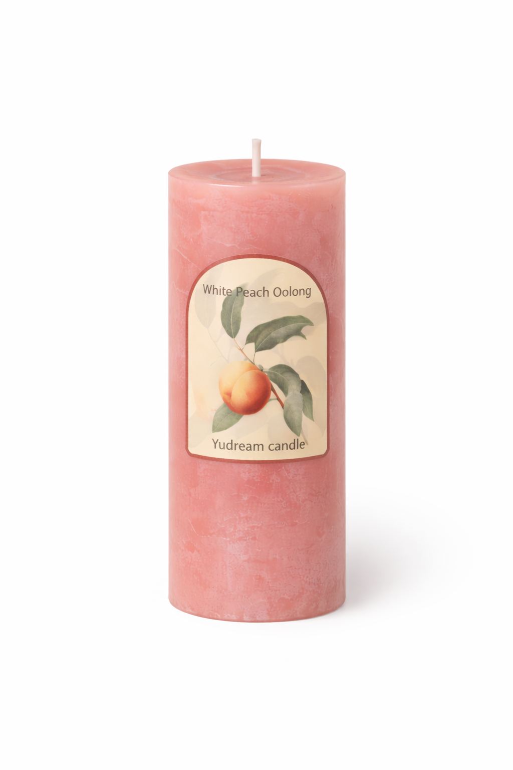 Front view of Lumine White Peach & Oolong soy wax candle (500g) on a white background.