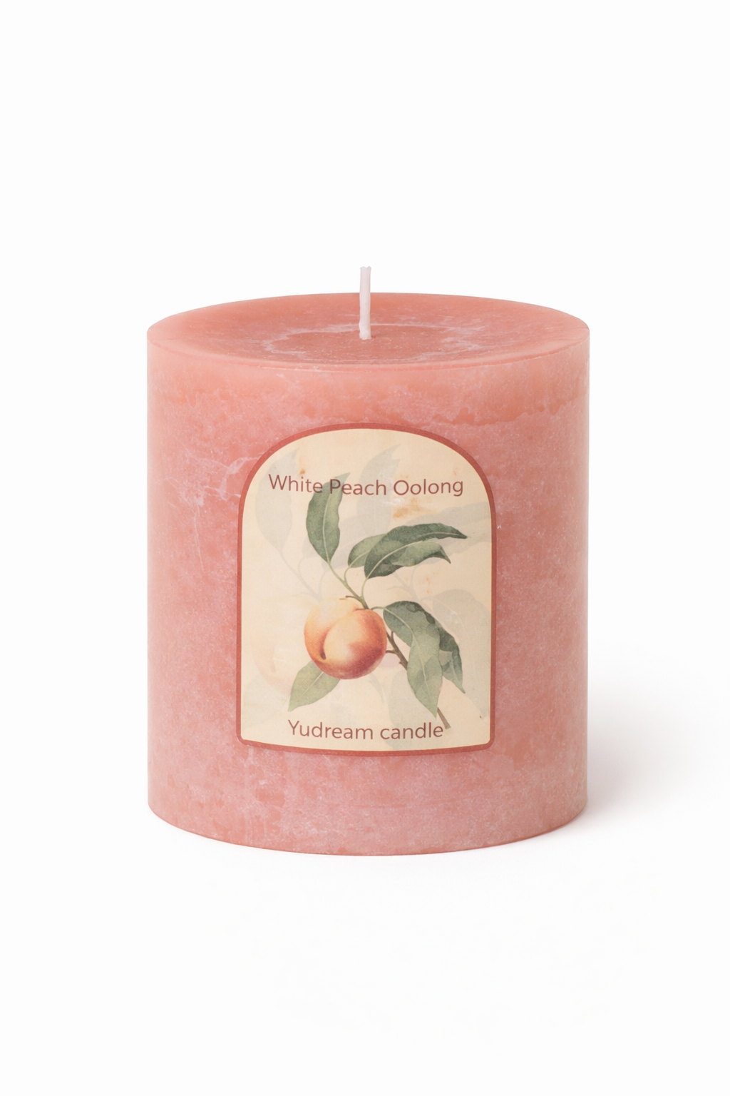 Front view of Lumine White Peach & Oolong soy wax candle (560g) on a white background.